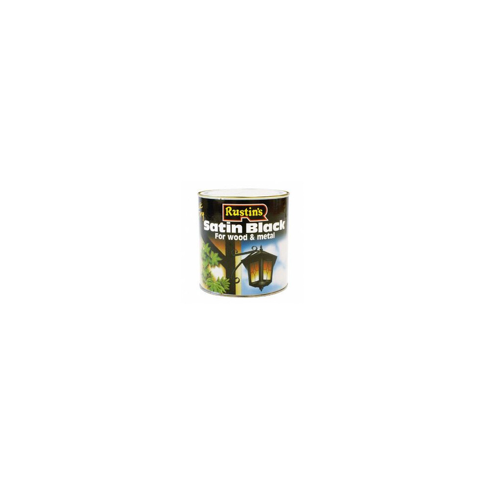 Rustins SATB1000 Satin Black Paint Quick Drying 1 Litre