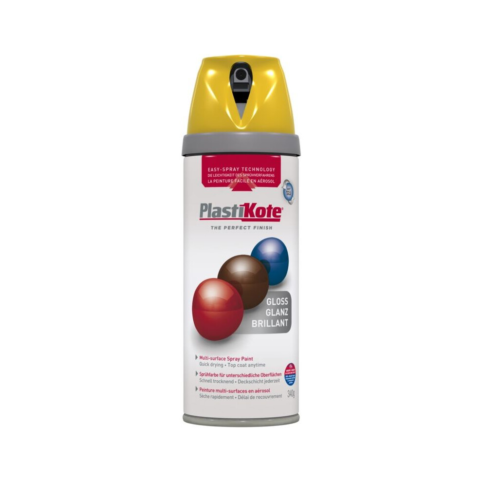 Plasti-kote 21105 400ml Premium Spray Paint Gloss - Yellow