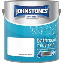 Johnstones Bathroom Mid Sheen Wall Ceiling Emulsion Paint 2.5l Pure Brilliant White