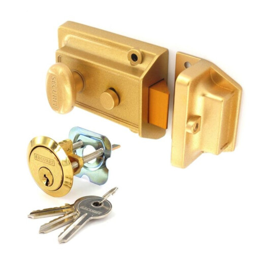 Securit - Champagne Finish Nightlatch Brass Cylinder - Standard