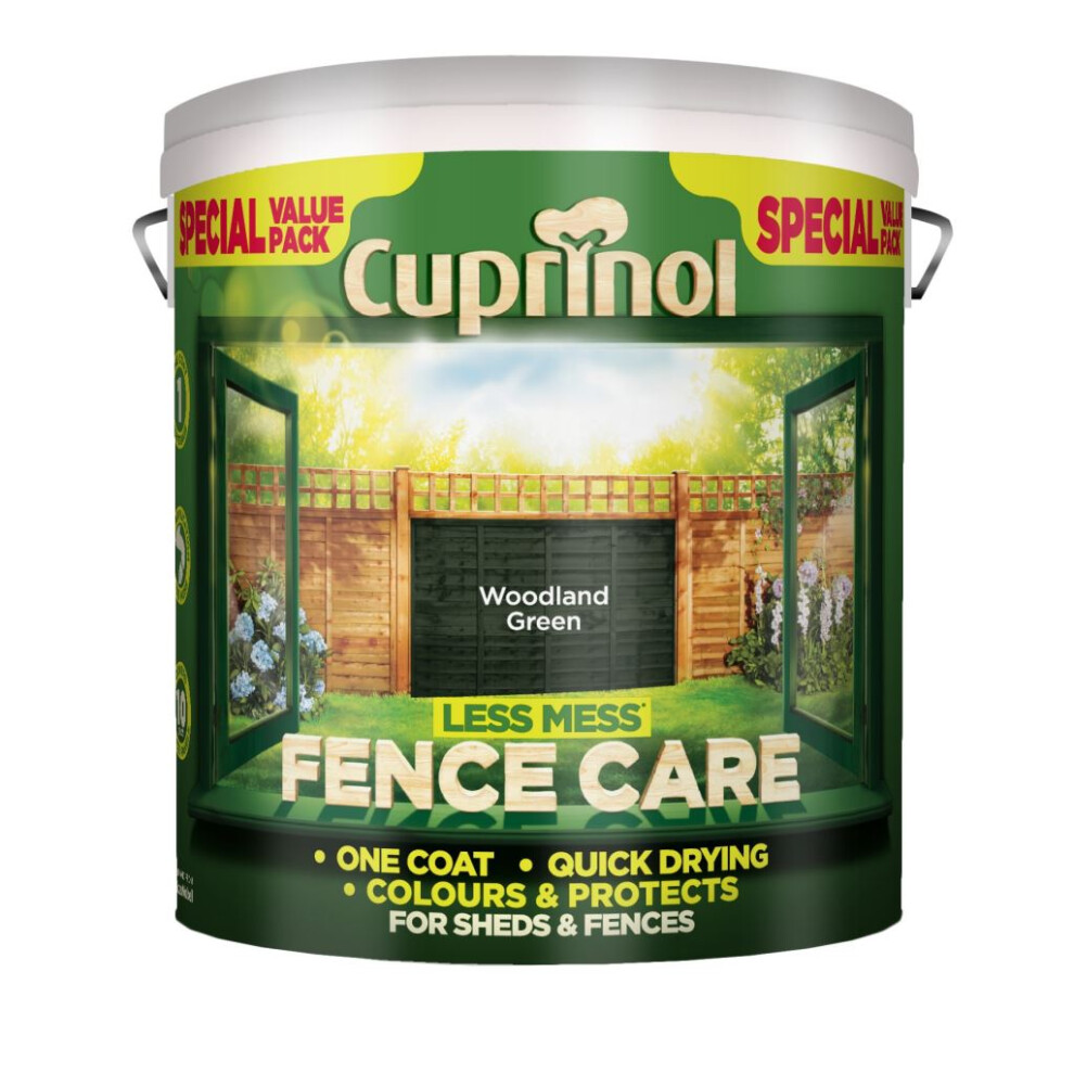 Cuprinol LMFCWG6L Less Mess Fence Care Woodland Green 6 Litre, 6l