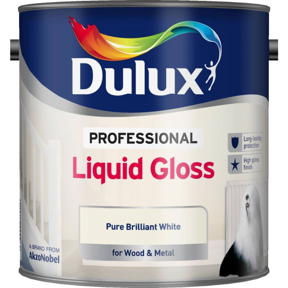 Dulux Professional Liquid Gloss Pure Brilliant White - Wood & Metal Paint 2.5L