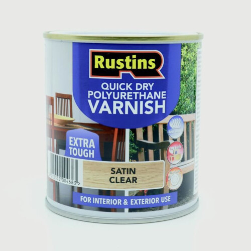 Rustins Rustins Quick Dry Polyurethane Varnish Extra Tough Satin Clear 1 Litre 1