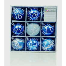 60mm Midnight Blue Christmas Baubles | 9 Assorted | Shatterproof Tree Decorations