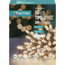 Premier 5m 50 LED Multi Function Christmas Timelights in Warm White