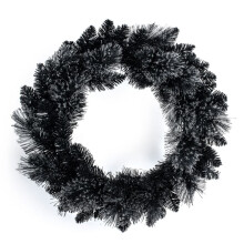 50cm Premier PVC Plain Black Tipped Artificial Christmas Halloween Wreath