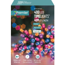 400 LED 40m Premier Christmas Outdoor 8 Function Battery Timer Lights Rainbow