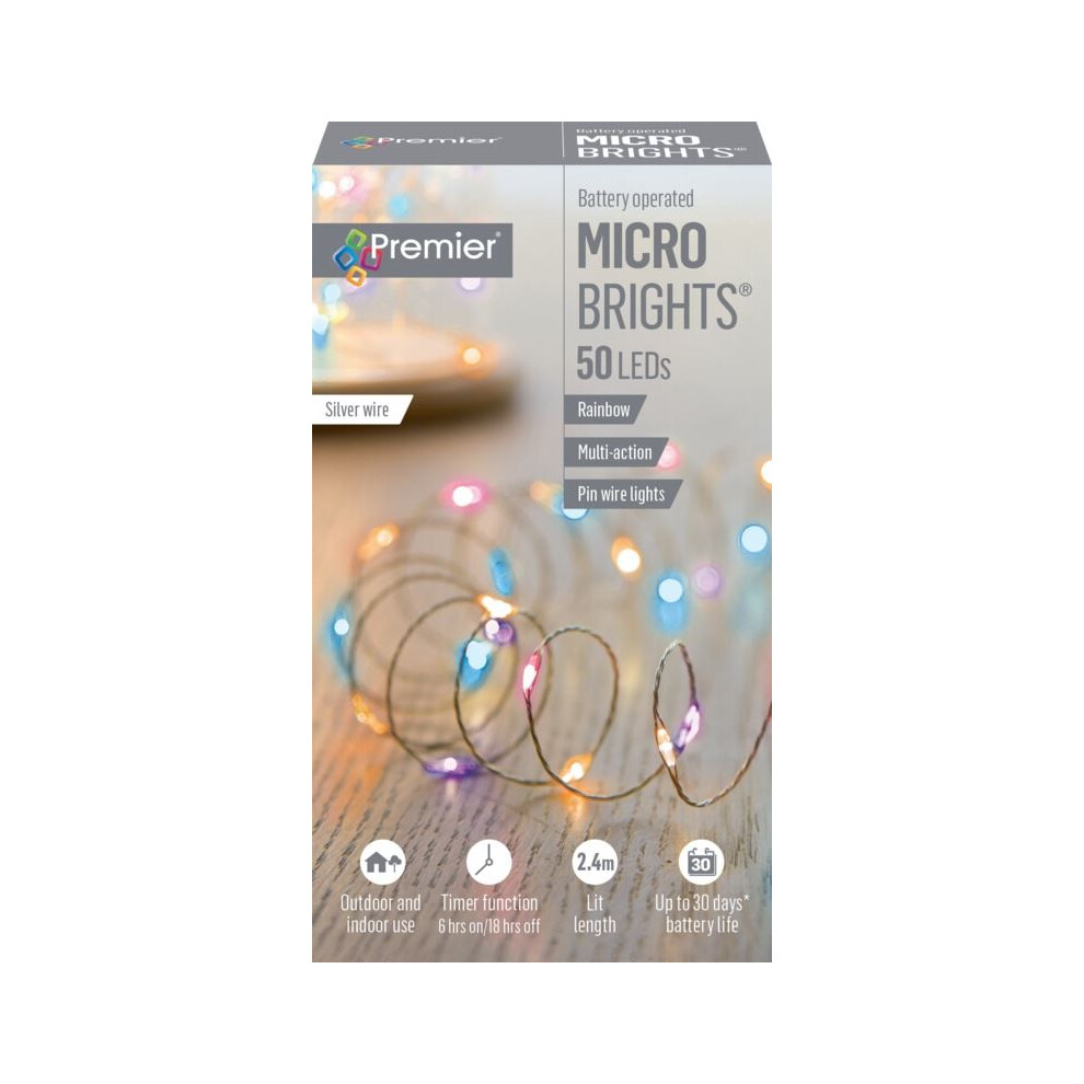 Premier 50 Micro Bright Multi Action Pin Wire Rainbow Led Lights
