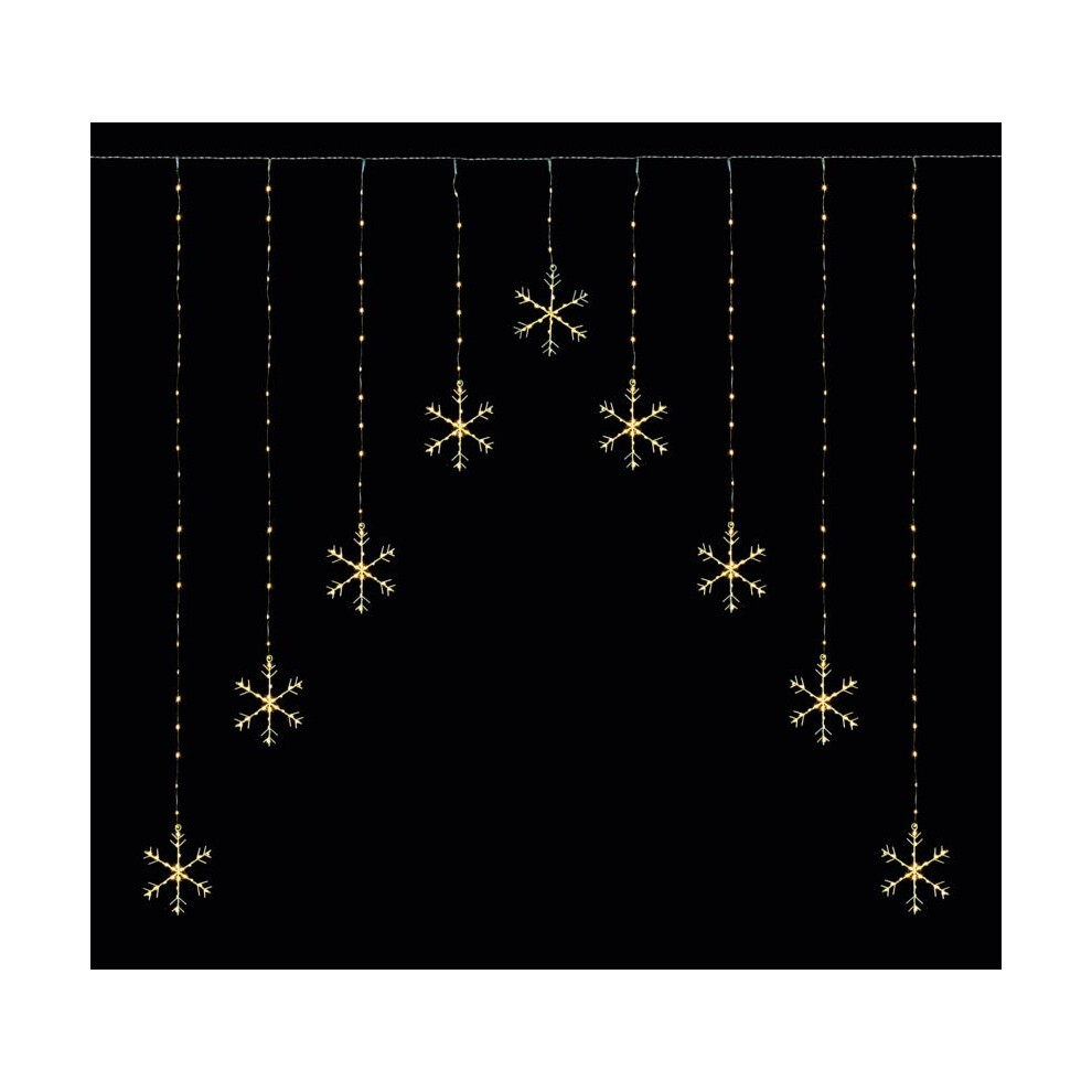 Premier 1.2X1.2m Pin Wire Curtain Snowflake With 303 Warm Leds Light/White