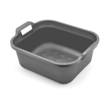 Addis Large Rectangular 10 Litre Washing Up Bowl with Handles, Metallic Silver, 39 x 32 x 14 cm
