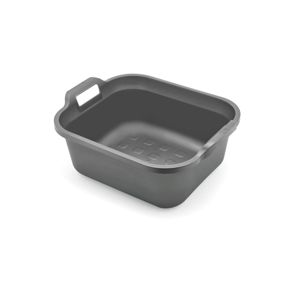 Addis Large Rectangular 10 Litre Washing Up Bowl With Handles, Metallic 39 X 32 X 14 Cm Silver
