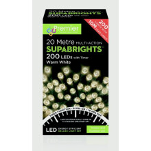 Premier 200 LED SupaBrights Christmas Lights with Timer - Warm White