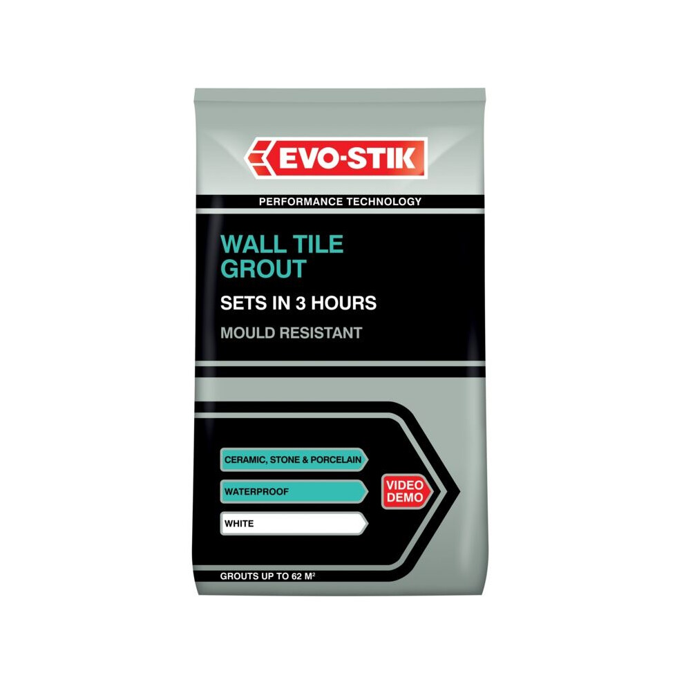 Evo-Stik 30812723 Wall Tile Grout Mould Resistant White 1.5Kg 5010591004498