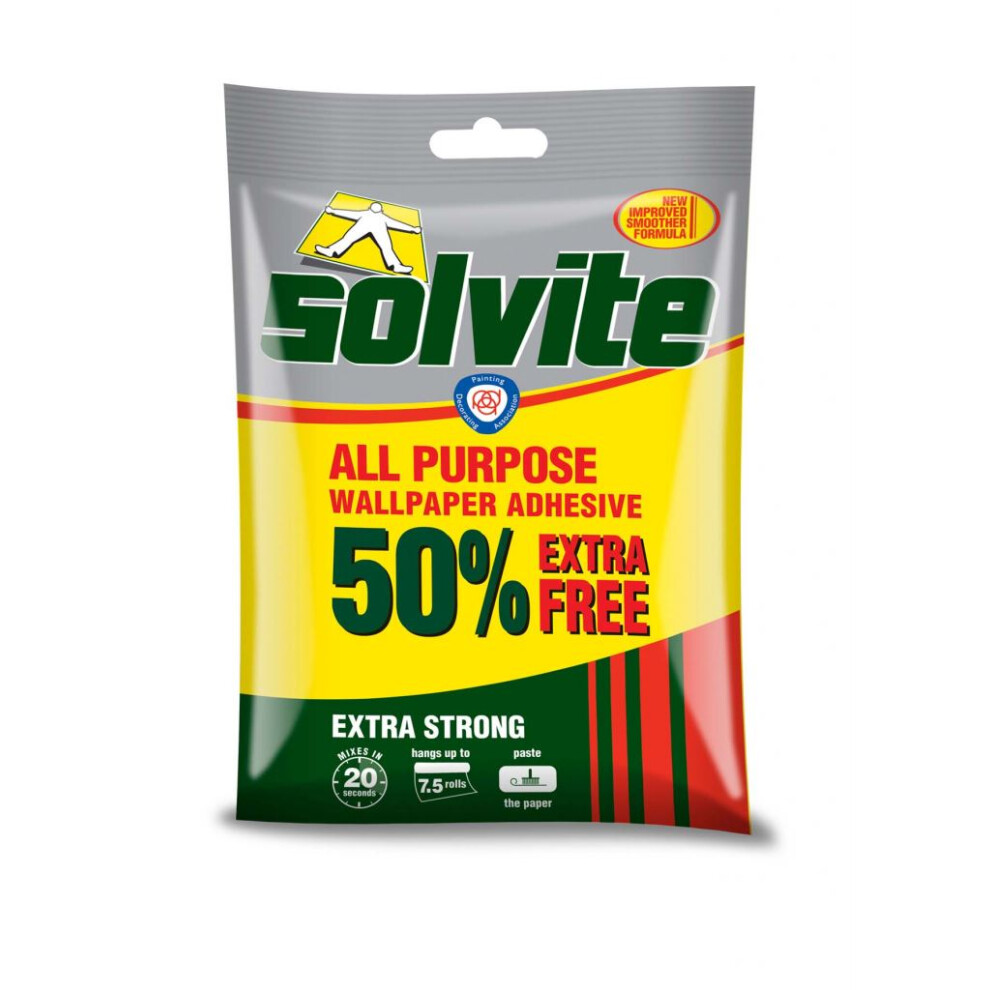 Solvite 1082578 All Purpose Wallpaper Paste Sachet 5 Roll + 50% Free
