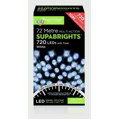 Premier Premier 720 LED SupaBrights Christmas Lights with Timer - Bright White