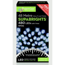 480 LED (48m) Premier Supabright LED Christmas Lights with Timer - Cool White