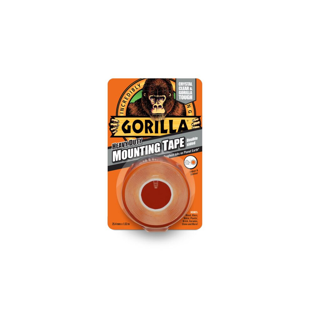 GORILLA GLUE 3044101 1.5 m Heavy Duty Double Sided Mounting Tape - Clear