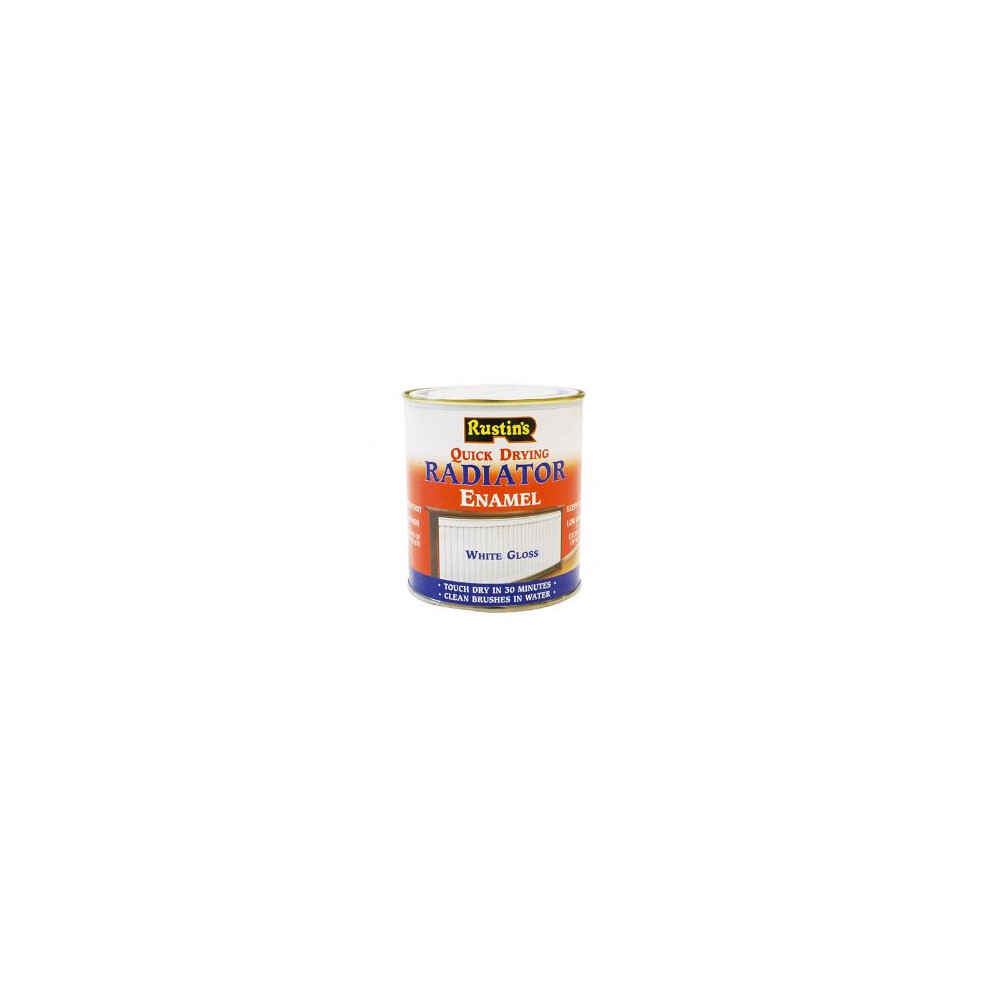 Rustins RADG500 Quick Dry Radiator Enamel Paint Gloss White 500ml