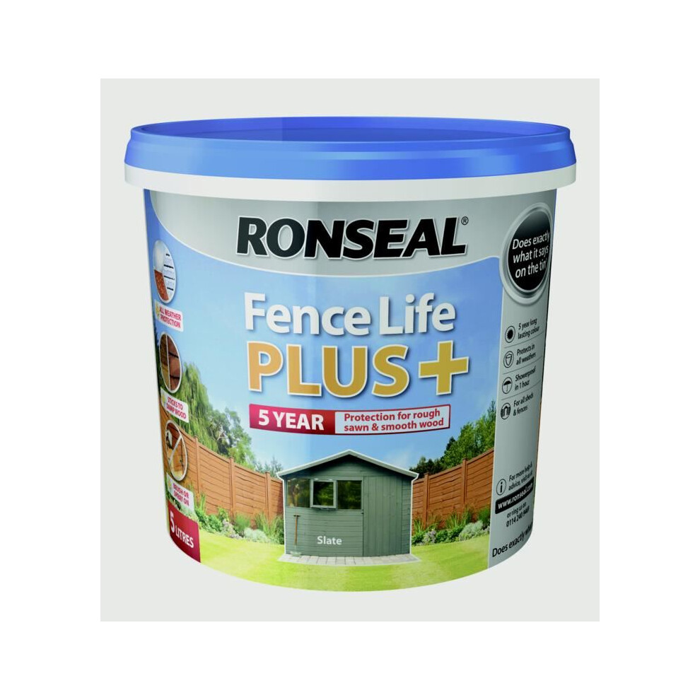 Ronseal 37629 Fence Life Plus+ Slate 5 Litre