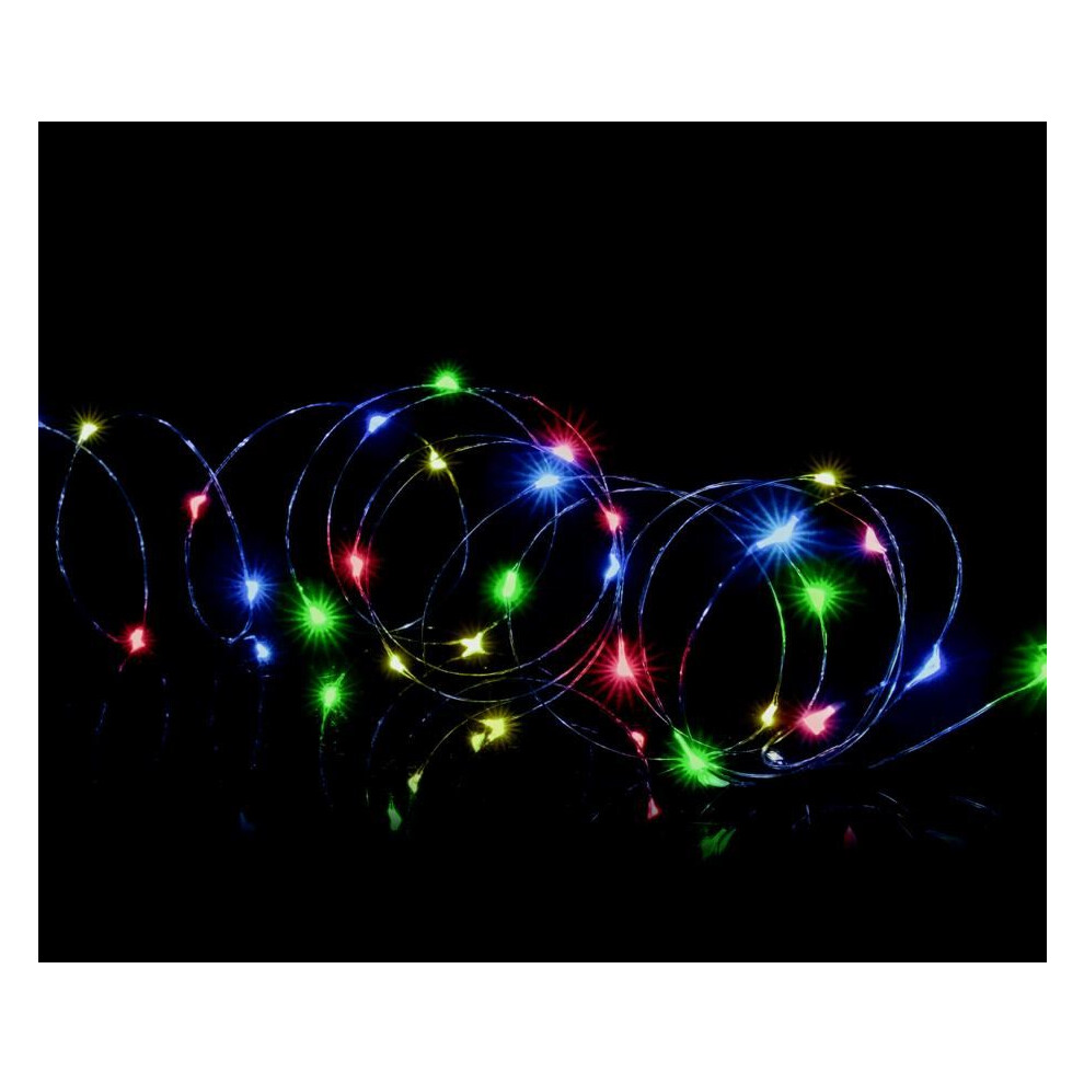 Premier Christmas 50 Micro Brights Battery Timer Led Lights Indoor/Outdoor - Multi Colour