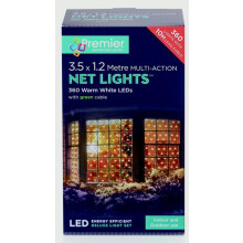Premier 3.5m x 1.2m 360 LED Multi Action Christmas Net Window Light - Warm White