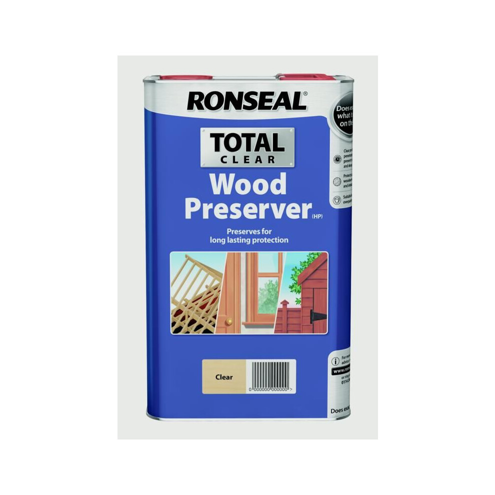 Ronseal 37658 Total Wood Preserver Clear 5 Litre
