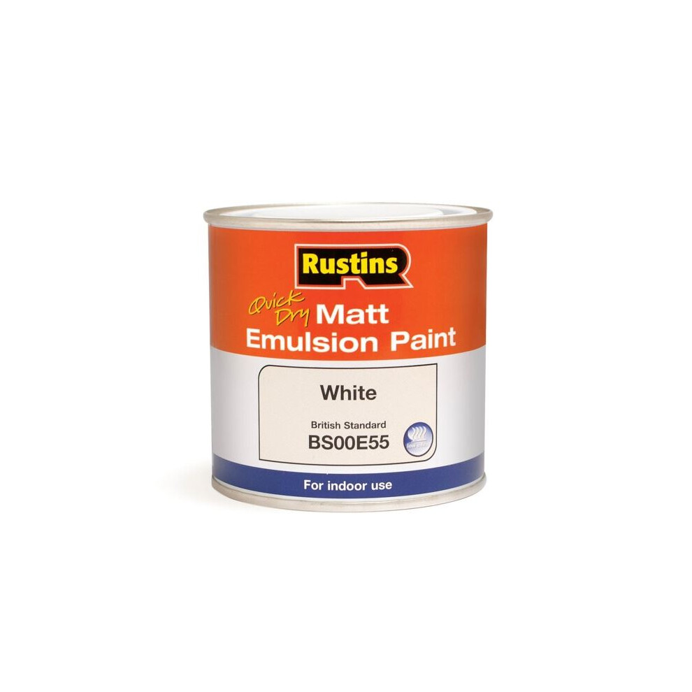 Rustins MEMLW250 Quick Dry Matt Emulsion Paint White 250ml