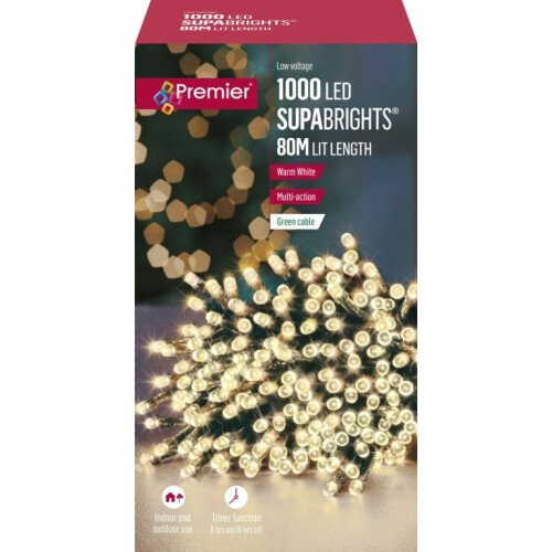 Premier Premier Christmas Super Brights 1000 LEDs Warm White 1