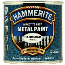 Hammerite HFW250 Direct to Rust Hammered Finish Metal Paint White 250ml