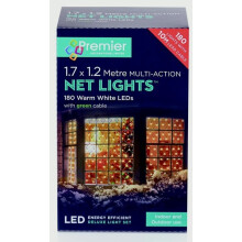 Premier 1.7m x 1.2m 180 LED Multi Action Christmas Net Window Light - Warm White