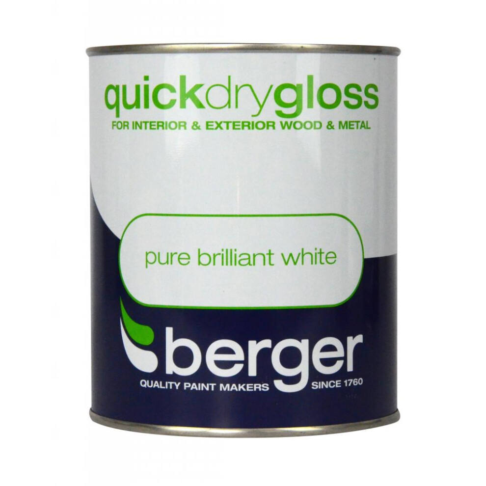 Berger Quick Dry Gloss Pure Brilliant 750Ml White