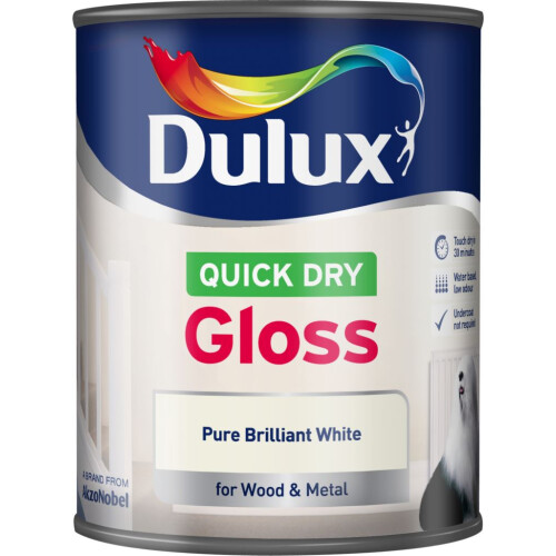 Dulux Dulux Quick Dry Gloss Pure Brilliant White 750ml