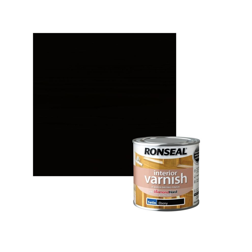 Ronseal Interior Varnish - Satin, Ebony - 250Ml