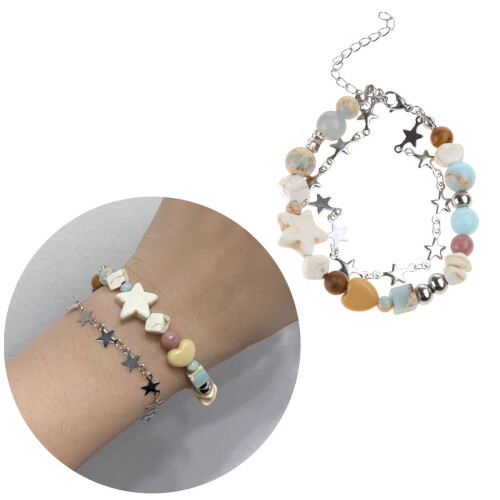 Bracelets en perles étoiles Y2K, Double couche, bijoux-style 1 1
