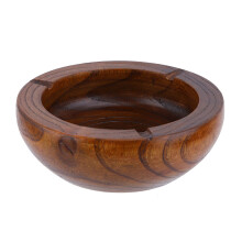 Exquisite Hand Brass Worked Solid Wood Ashtray, Decorative Ashtray for Home Office Car And Outdoor Use, Easy to Clean, Natural Wood Color,