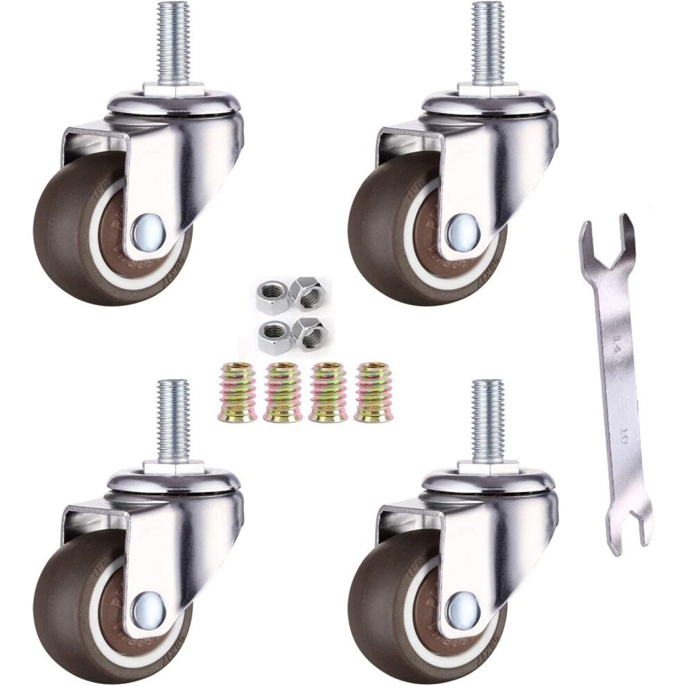 M6 Threaded Stem Caster, Mini Small Type Swivel Caster With Quiet Smooth Movement, 360 Degree Rotation Ideal For Furniture Replacement In Garages, 9340959466078