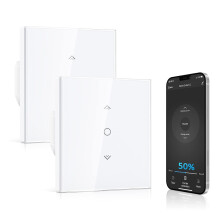 Backlit Smart Curtain Switch Module, Voice Controlled Roller Shutter Blinds for Alexa and Google Home, Tuya Smart Life App Remote for Motorized Shades