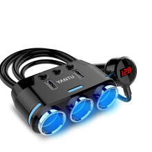 Adattatore per accendisigari da auto, caricabatterie da auto a 3 prese con doppie porte di ricarica USB, hub di ricarica USB con tecnologia Smart IC