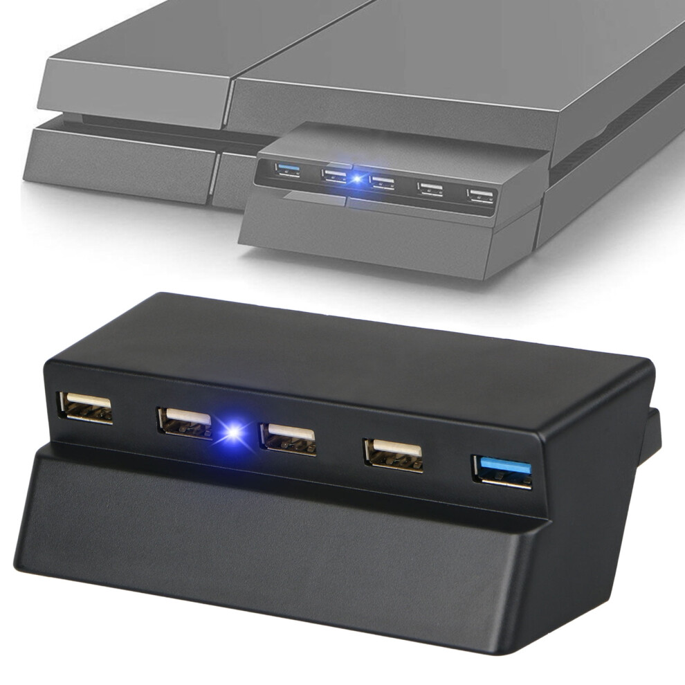 Controller Splitter For Ps4 Slim, Wide Compatibility Usb Ports Expansion, Plug And Play Accessory Hub With Ultra-Slim Design (5 Port Usb Expander For 9340959465644