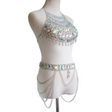 Chaîne de taille de ventre multicouche, chaîne de plage-Argent