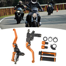 Adjustable Orange 2Pcs Brake Lever for 22mm Street & Sports Bikes