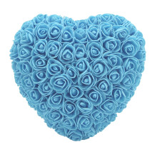 Handgemachte blaue Herzform-Kunstrosen mit Lichterkette, PE-Schaum, 3x LR44 Batterien