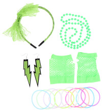7Sets Neon Party Grün Mit Spitzenhaarbändern