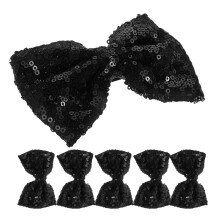 6Stk Schwarze Haarschleifen Mit Pailletten Große Schleifen Für Kinder