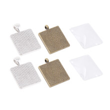 36Sets Quadratische Pendant Trays Metall Schmuckherstellung DIY