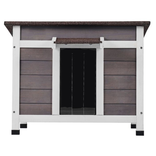 Nicho externo - DUOKU - Casa de Madeira para Gato - Resistente às Intempéries - 24x21x18 polegadas - Cinza