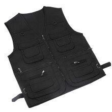 Gilet da uomo nero XL multi-tasche per esterni - cotone misto per pesca e fotografia