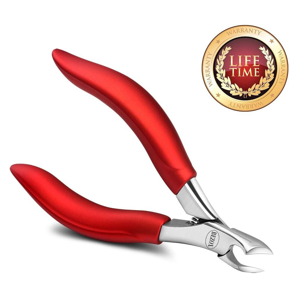 Professional Podiatrist Toenail Clippers, Ergonomic Non-Slip Handle for Thick & Ingrown Nail Trimming, Precision Grinding Blades Sharp Curved Blade