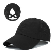 Lightweight Design Women's Criss Cross Ponytail Cap, Quick-Drying Fabric Breathable Mesh with Adjustable Fit and Sun Protection, High Messy Bun