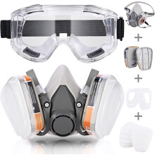 Reusable Respirator Mask, Ergonomic 5D Design Ensures Secure Fit & Comfort For Painting Protection, Double Filtration System, Lightweight & CE